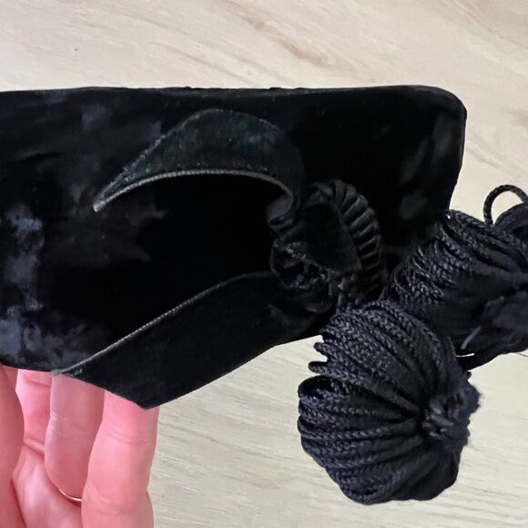 Vintage 50s Black Velvet Open-lattice Pom Pom Pillbox Hat, Vivian San Francisco main image 16